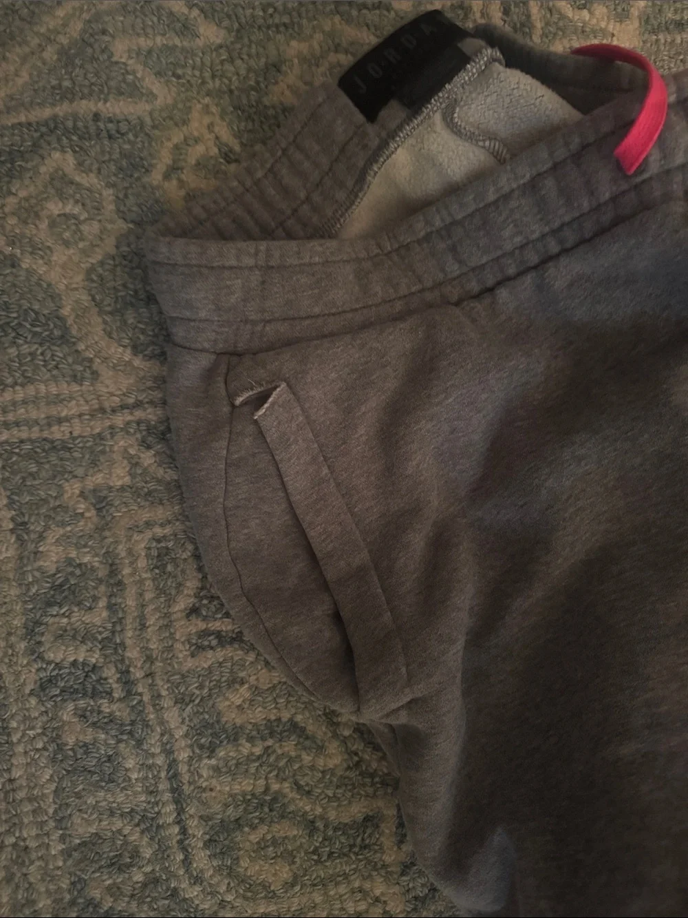 Jordan Miami Gray Joggers with Pink Drawcord / jumpman and Teal Logo